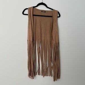 Brown fringe vest